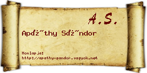 Apáthy Sándor névjegykártya