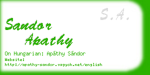 sandor apathy business card
