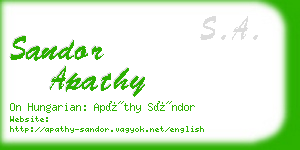 sandor apathy business card